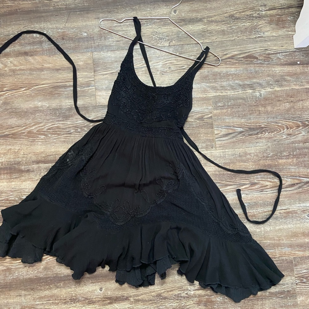 Free People Black Sleeveless Mini Sundress